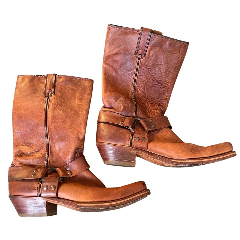 Vintage Y2K Code West Harness Boots Brown Leather Motorcycle Biker 10.5M USA